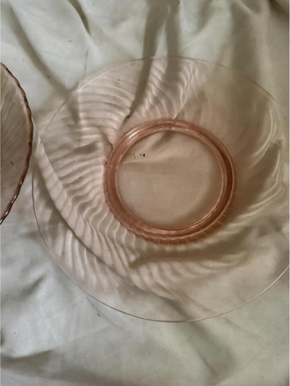 Vintage Pink Glass Swirl Optic Salad Lunch Plate